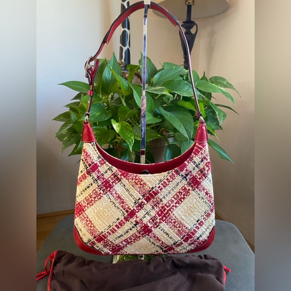 COACH Vintage Y2K Faylyn Tweed Plaid Shoulder Bag, Red Leather Trim, RARE!
SMALL - Picture 3 of 16